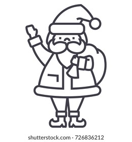 Santa Claus vector line icon. Christmas celebration sign. Santa Claus character outline illustration. Editable strokes