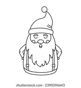 Santa Claus vector linear icon. Christmas outline design, black xmas silhouette with hat isolated on white background. Coloring page. Editable stroke. Winter holiday illustration