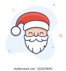 Santa Claus vector outline icon. Father Christmas face illustration. 