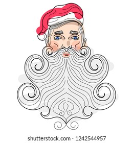 Santa Claus vector portrait long beard vector illustration