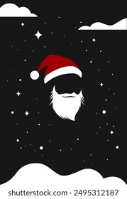 santa claus vector with red color hat and little stars