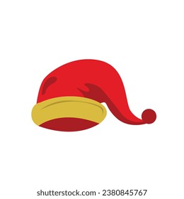Santa Claus vector red hat silhouette in flat style isolated on blue background.Merry Christmas holiday clothing element vector illustration for design