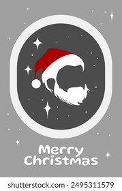 santa claus vector with rounded grey color and little stars