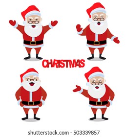 Santa Claus vector set. Vector illustration.