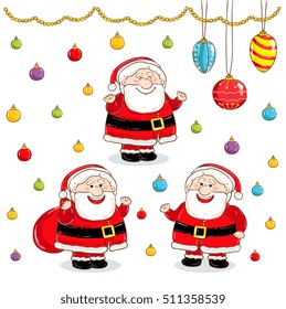 Santa Claus vector set merry Christmas and Happy New Year concept in flat design. 
