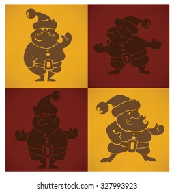 Santa Claus Vector silhouette for greeting Christmas card.
