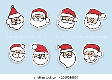 conjunto de iconos de santa claus vector sticker 