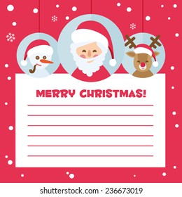Santa Claus. vectorized letter on a red background