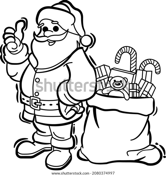 Santa Claus Vectorized Line Art Stock Vector (Royalty Free) 2080374997 ...