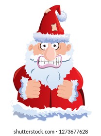 santa claus very angry expression vector