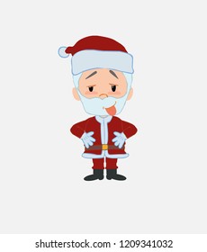 Santa Claus in waiting attitude with funny expression.																									