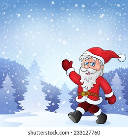 Santa Claus walk theme 7 - eps10 vector illustration.
