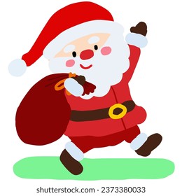 Santa Claus caminando con bolsa
