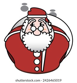 Santa Claus walking and carrying presents.