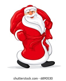 Weihnachtsmann mit Sack voller Weihnachtsgeschenke, Vektorgrafik