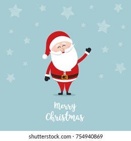 santa claus wave happy scribble stars background