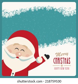 santa claus wave side vintage winter background