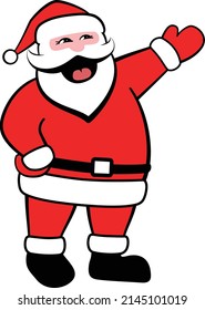 Santa Claus waves hand, say hello, stock illustration