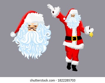 Santa Claus waves his hand. Vector illustration