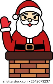 Santa Claus waving from a chimney