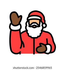 santa claus waving color icon vector. santa claus waving sign. isolated symbol illustration