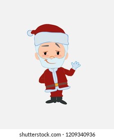 Santa Claus waving with a dreamy expression.																									