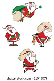 Santa Claus Waving A Greeting.Vector Collection