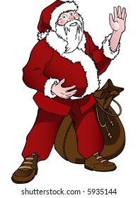 santa claus waving hands - original vector illustration