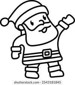 Santa Claus acenando ilustração para decoração de férias, cartões de felicitações ou torcida sazonal.