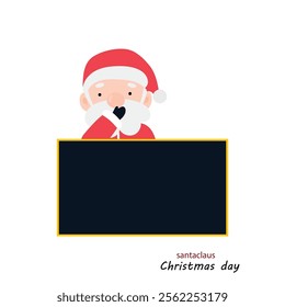 santa claus wearing christmas costum with black blank banner