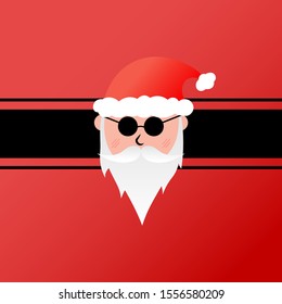 Santa Claus, wearing glasses, a white beard and wearing a Christmas hat, red, white, black and gold