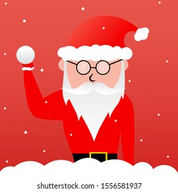 Santa Claus, wearing glasses, a white beard and wearing a Christmas hat, red, white, black and gold