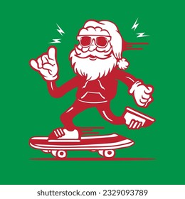 Santa Claus Wearing Hoodie Skater Mascot Vector Character Design