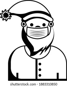 Santa Claus wearing Medical face mask Concept, Western Christian culture  Vector Icon Design, Merry Christmas Symbol on white background, New Year Celebration Sign,