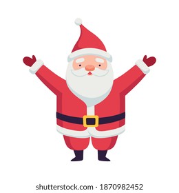 Santa Claus with White Beard as Christmas Character Standing with Raised Hands Vector Illustration