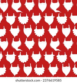 Santa Claus white beard seamless pattern. Kinds of Santa beard vector pattern