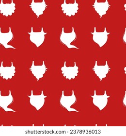 Santa Claus white beard seamless pattern. Kinds of Santa beard vector pattern