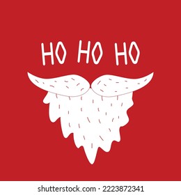 Santa Claus white beard vector isolated on a red background. vector illustration