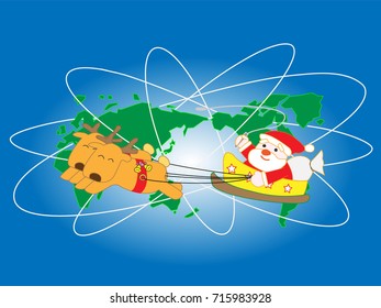 Santa Claus who is busy all over the world on a Christmas day.