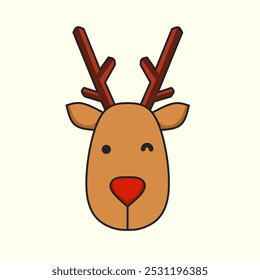 Santa Claus wildebeest and reindeer art icon vector suitable for editor and editing materials of winter animals and christmas