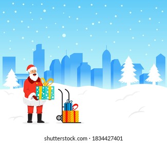 Santa Claus will delivery gift box to destination. 