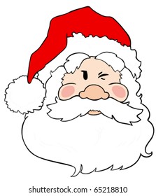 Santa Claus winking.