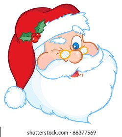 Santa Claus Winking Classic Cartoon Head