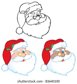 Santa Claus Winking Classic Cartoon