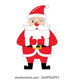 Santa Claus Winking and Thumbs Up – Christmas Cartoon Vector