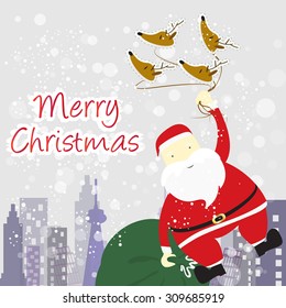 santa Claus with winter background