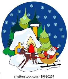 santa claus and winter landscape vector file