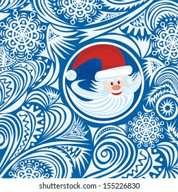 Santa claus winter pattern background happy new year merry christmas card vector illustration