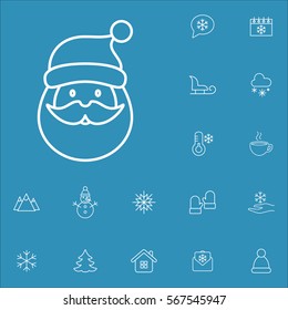 santa claus winter vector line icons set