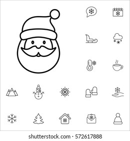 santa claus winter vector line icons set
